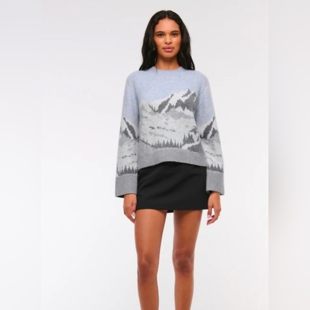 Abercrombie & Fitch Blue and Gray Mountain Sweater